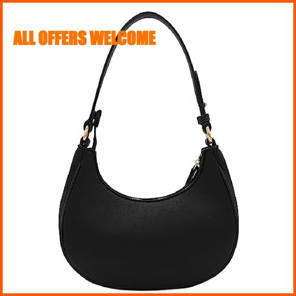 Small Crescent Shoulder Bag Underarm Purse PU Leather Lightweight - Picture 7 of 8